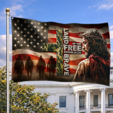 Faith In God Land Of The Free Jesus Grommet Flag