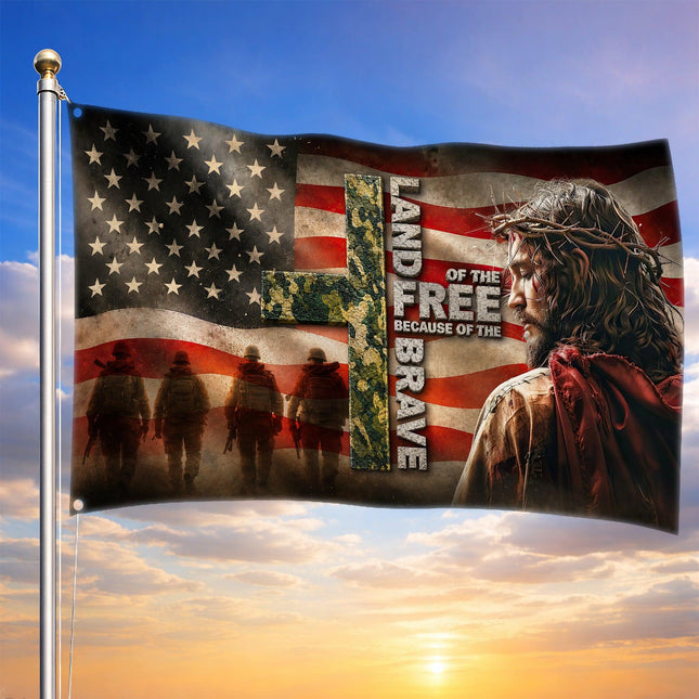 Faith In God Land Of The Free Jesus Grommet Flag