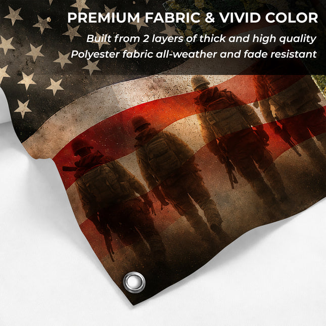 SP-01 Land of the Free Because of the Brave Military Grommet Flag