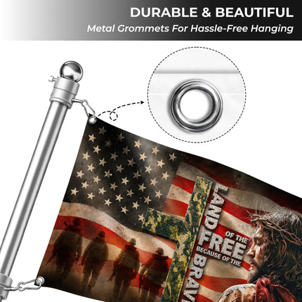 Faith In God Land Of The Free Jesus Grommet Flag