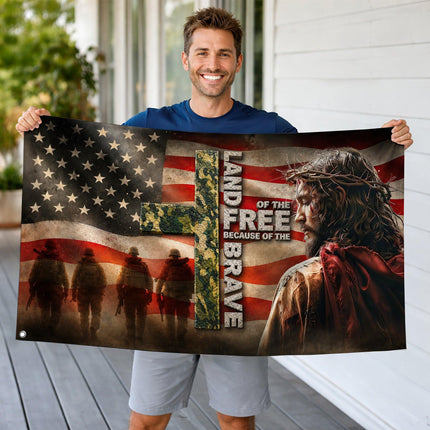 Faith In God Land Of The Free Jesus Grommet Flag