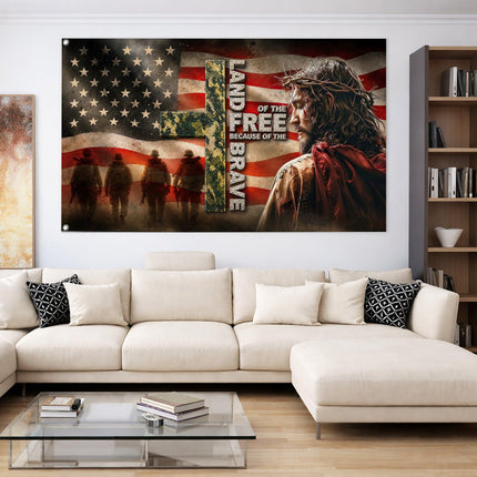 Faith In God Land Of The Free Jesus Grommet Flag