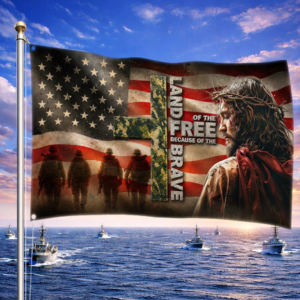 Faith In God Land Of The Free Jesus Grommet Flag