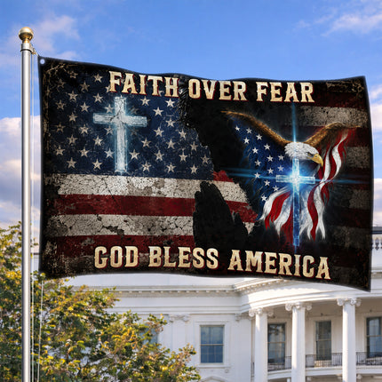 SP-01 Faith Over Fear Christian Freedom American Grommet Flag