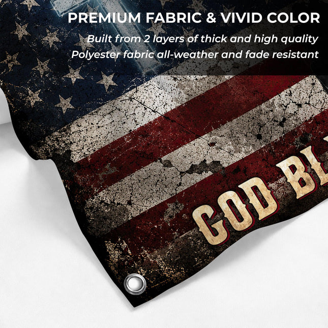 Faith Over Fear God Bless America Grommet Flag