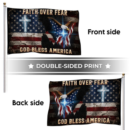 SP-01 Faith Over Fear Christian Freedom American Grommet Flag