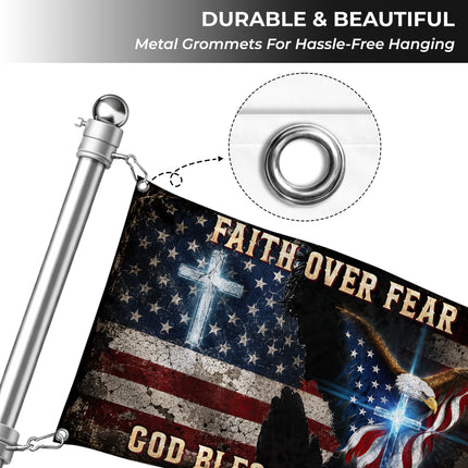 SP-01 Faith Over Fear Christian Freedom American Grommet Flag