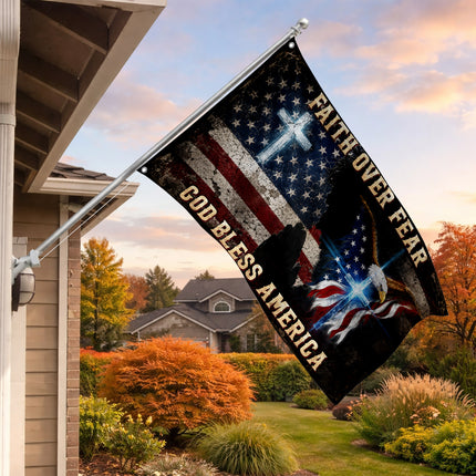 SP-01 Faith Over Fear Christian Freedom American Grommet Flag