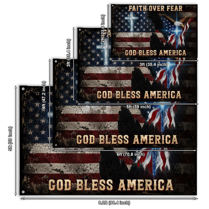 Faith Over Fear God Bless America Grommet Flag