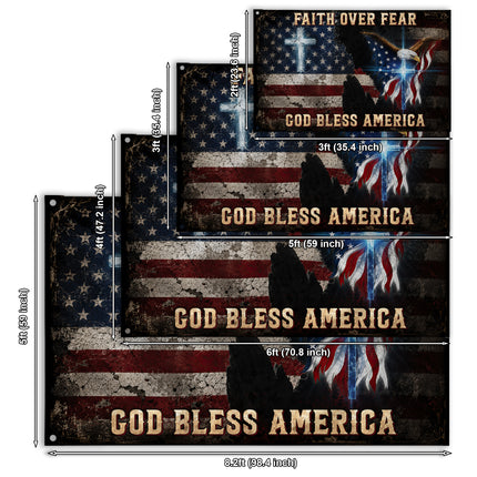 SP-01 Faith Over Fear Christian Freedom American Grommet Flag
