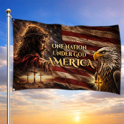 SP-01 One Nation Under God American Faith and Freedom Grommet Flag