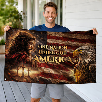 SP-01 One Nation Under God American Faith and Freedom Grommet Flag