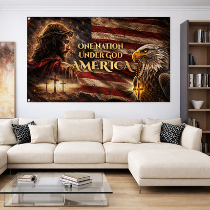 SP-01 One Nation Under God American Faith and Freedom Grommet Flag