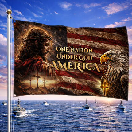 SP-01 One Nation Under God American Faith and Freedom Grommet Flag