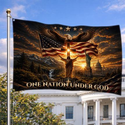 SP-01 One Nation Under God Christian American Grommet Flag