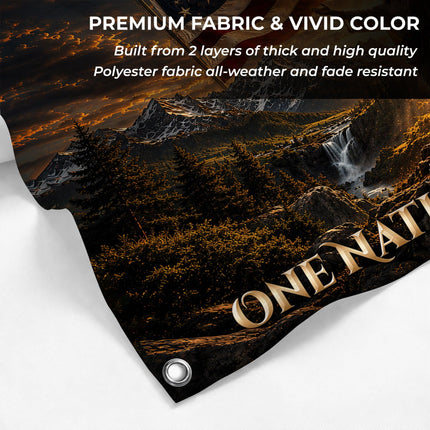 One Nation Under God Majestic Jesus Grommet Flag