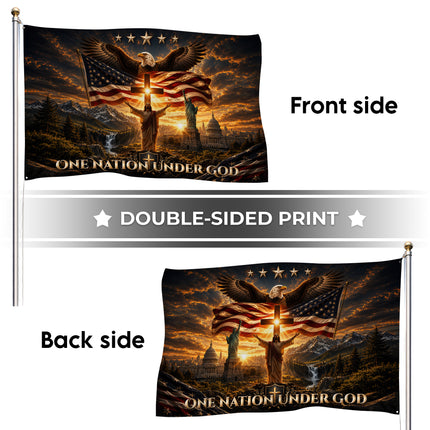 SP-01 One Nation Under God Christian American Grommet Flag
