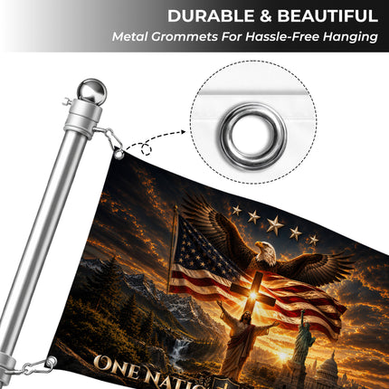 SP-01 One Nation Under God Christian American Grommet Flag