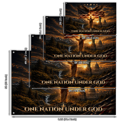 SP-01 One Nation Under God Christian American Grommet Flag