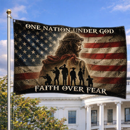 One Nation Under God Faith Over Fear Grommet Flag