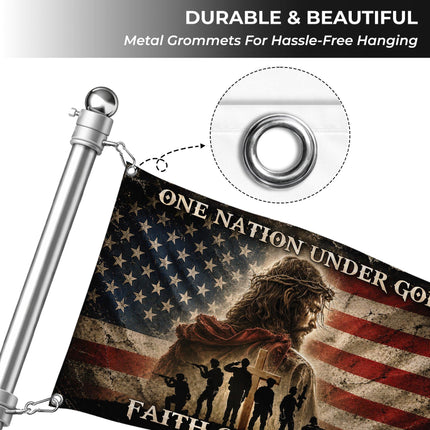 One Nation Under God Faith Over Fear Grommet Flag