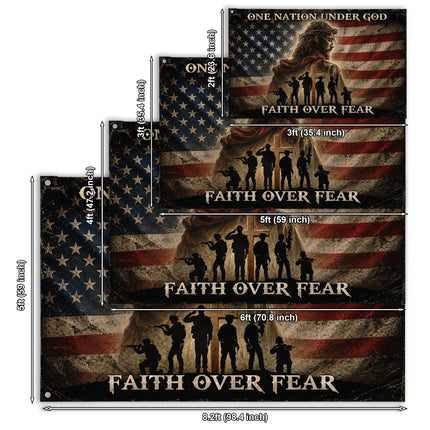 One Nation Under God Faith Over Fear Grommet Flag