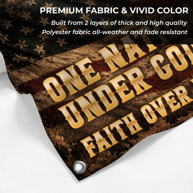 One Nation Under God Lion Jesus Grommet Flag