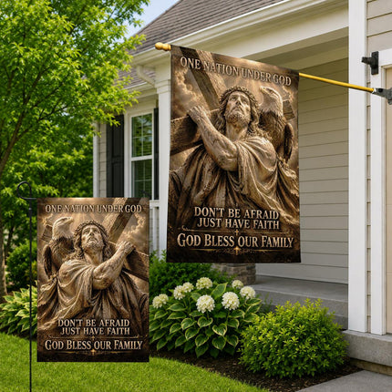 Don't Be Afraid Just Have Faith God Patriotic Eagle Flag