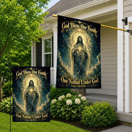 God Bless Our Family Christian Flag