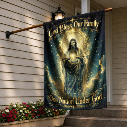 God Bless Our Family Christian Flag