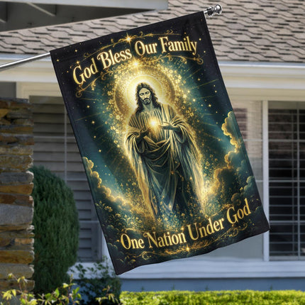 God Bless Our Family Christian Flag