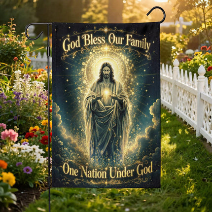 God Bless Our Family Christian Flag