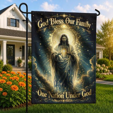 God Bless Our Family Christian Flag