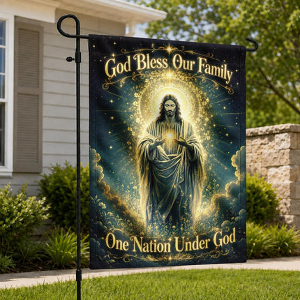 God Bless Our Family Christian Flag