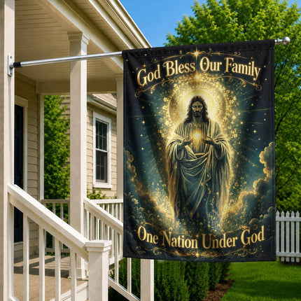 God Bless Our Family Christian Flag