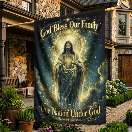 God Bless Our Family Christian Flag