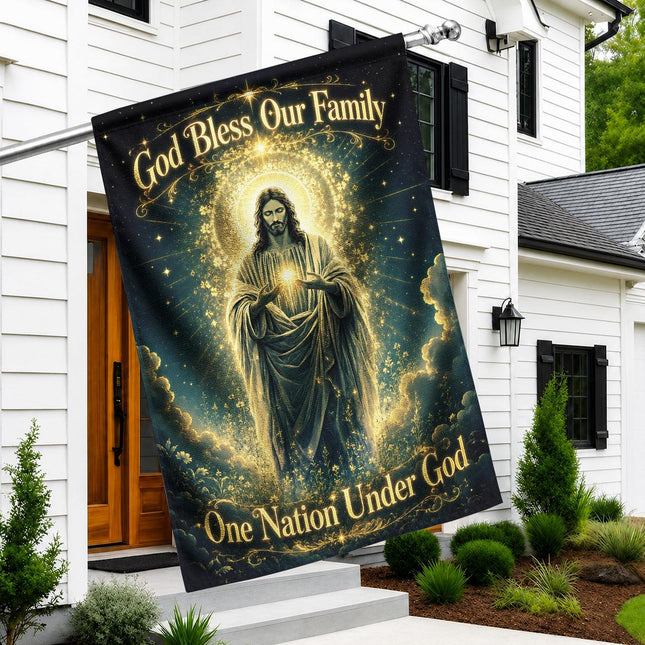 God Bless Our Family Christian Flag