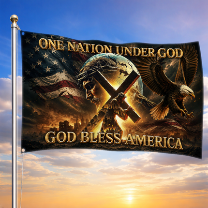 SP-01 Under God Flag Christian Faith Patriotic Church Event Tribute