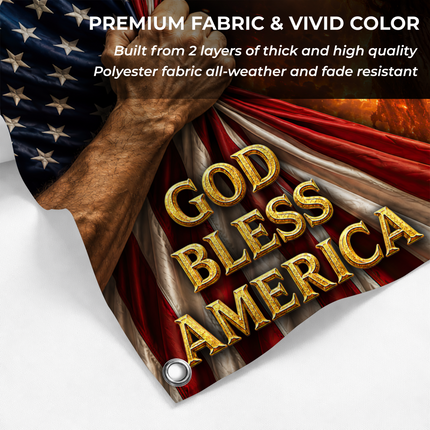 God Bless America One Nation Under God Jesus Lion Cross Grommet Flag
