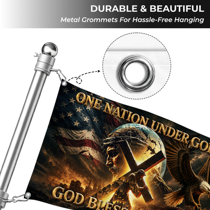 SP-01 Under God Flag Christian Faith Patriotic Church Event Tribute