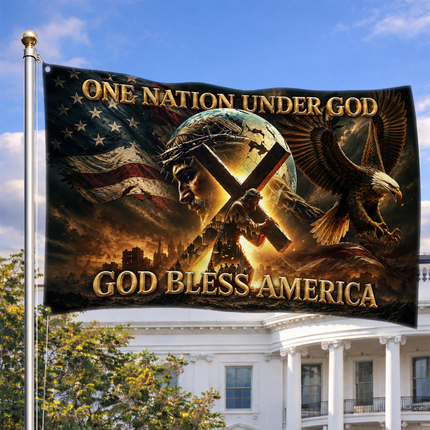 SP-01 Under God Flag Christian Faith Patriotic Church Event Tribute