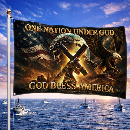 SP-01 Under God Flag Christian Faith Patriotic Church Event Tribute