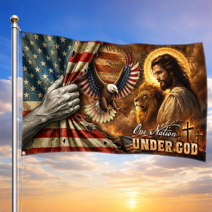 SP-01 Patriotic Flag One Nation Under God Christian Tribute Memorial Day Veterans Day