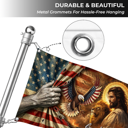 SP-01 Patriotic Flag One Nation Under God Christian Tribute Memorial Day Veterans Day