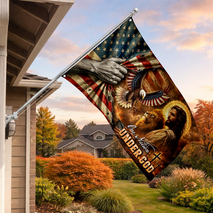 SP-01 Patriotic Flag One Nation Under God Christian Tribute Memorial Day Veterans Day