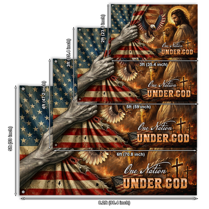 SP-01 Patriotic Flag One Nation Under God Christian Tribute Memorial Day Veterans Day