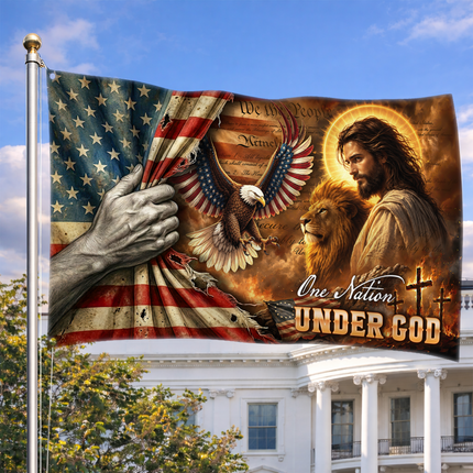 SP-01 Patriotic Flag One Nation Under God Christian Tribute Memorial Day Veterans Day