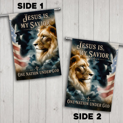 SP-01 Patriotic Christian Flag Jesus Lion One Nation Under God Church Events