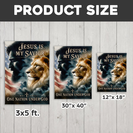 SP-01 Patriotic Christian Flag Jesus Lion One Nation Under God Church Events