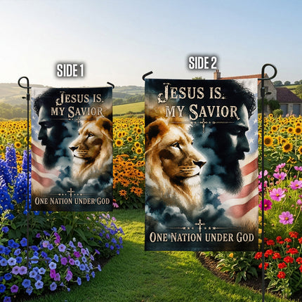 SP-01 Patriotic Christian Flag Jesus Lion One Nation Under God Church Events